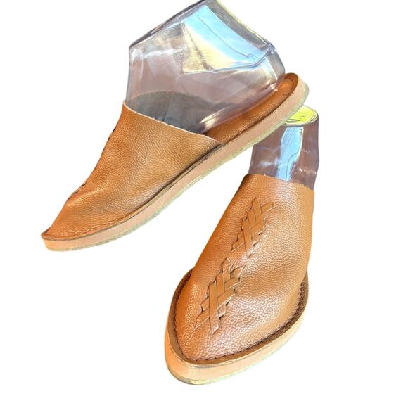 Free People Nova Flat Pebbled Leather Top Stitched Pointy Toe Mules size 7 - Picture 14 of 16